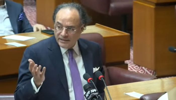 Finance Minister Muhammad Aurangzeb adresses National Assemly in Islamabad on June 20, 2026. — Geo News