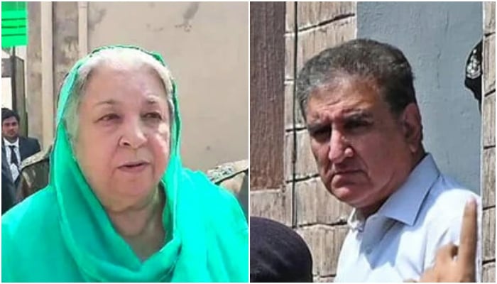 These undated photos show PTI senior leaders Dr Yasmin Rashid (left) and Shah Mahmood Qureshi. — AFP/X/VishalSehgal4U/File