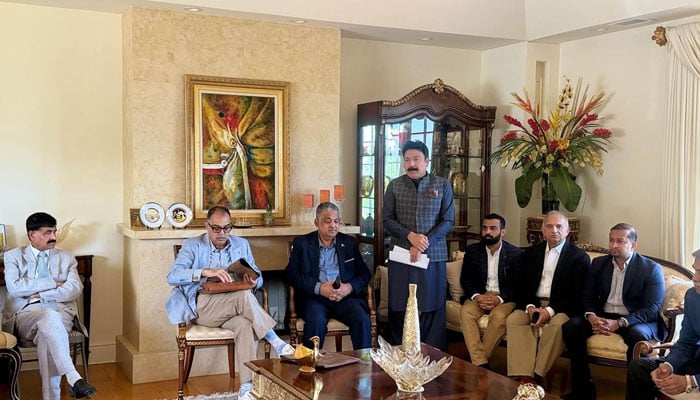 Bank of Punjab President Zafar Masud (second from left) speaks during an interactive session in New York, June 21, 2026. — Facebook/Pakistan Consulate General New York
