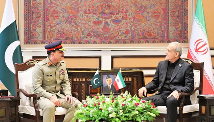 Chief of Defence Forces (CDF) and Chief of Army Staff (COAS) Field Marshal Syed Asim Munir called on Iranian President Pezeshkian on June 23, 2026. — ISPR