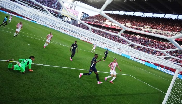 Croatias Ante Budimir scores their first goal against Panama on June 23, 2026. — Reuters