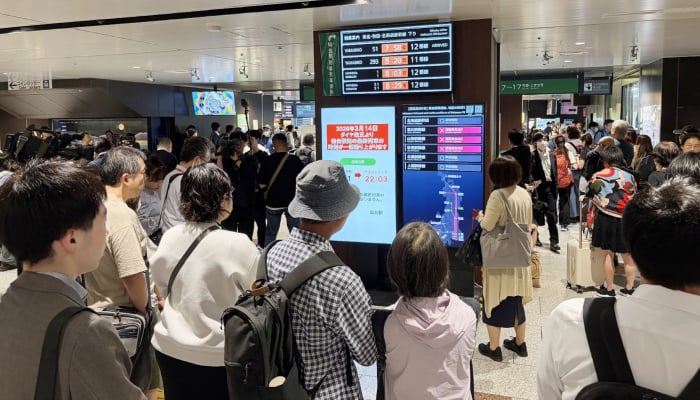 JR Sendai Station is crowded with people as the Tohoku Shinkansen suspended operations due to the earthquake, in Sendai, Miyagi Prefecture on June 25, 2026. — AFP