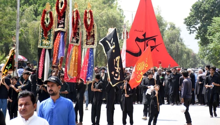 The 8th Muharram procession passes through a road in Islamabad on June 24, 2026. — Online