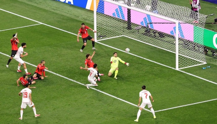 Shoja Khalilzadeh #4 of IR Iran scores his teams second goal during the Fifa World Cup 2026 Group G match between Egypt and IR Iran at Seattle Stadium on June 26, 2026 in Seattle, Washington, US. — AFP
