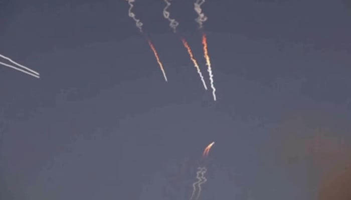Iranian missiles are launched, as Irans Revolutionary Guards said they had carried out attacks against a US base in Jordan and 21 other targets in the Gulf in retaliation for American strikes around the Strait of Hormuz, from a location given as Tehran, Iran, released June 10, 2026. — Reuters