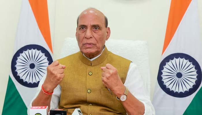 Indias Defence Minister Rajnath Singh addresses after virtually inaugurating the BrahMos Integration and Testing Facility Centre opening in Lucknow, India, May 11, 2025. — Reuters