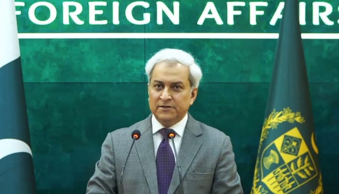 Foreign Office Spokesperson Tahir Hussain Andrabi addresses the weekly press briefing at Ministry of Foreign Affairs, Islamabad on July 2, 2026. — Screengrab via X/@ForeignOfficePk