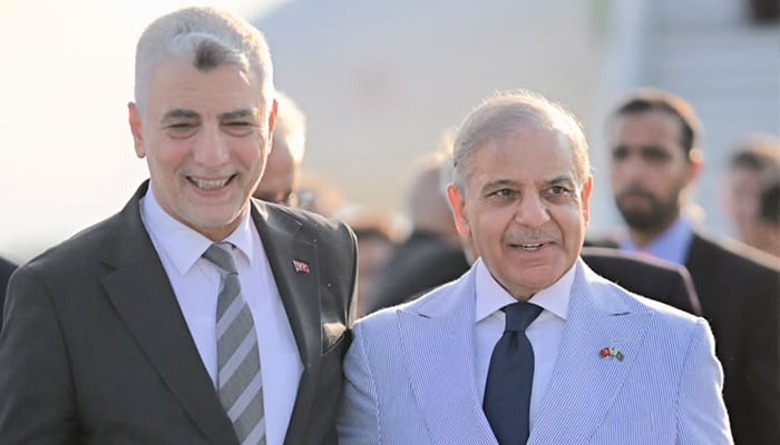 Turkish Trade Minister Omer Bolat receives PM Shehbaz Sharif at Istanbul airport on July 3, 2026. — X/@GovtofPakistan